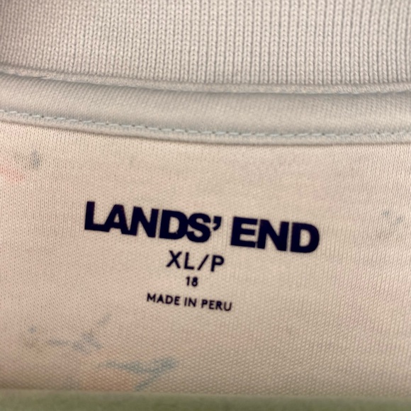 💥BOGO💥 Lands End Printed Polo. XL / P. Pretty pale blue bird print. Cotton - Picture 3 of 7